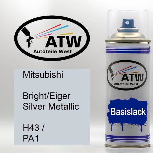 Mitsubishi, Bright/Eiger Silver Metallic, H43 / PA1: 400ml Sprühdose, von ATW Autoteile West.